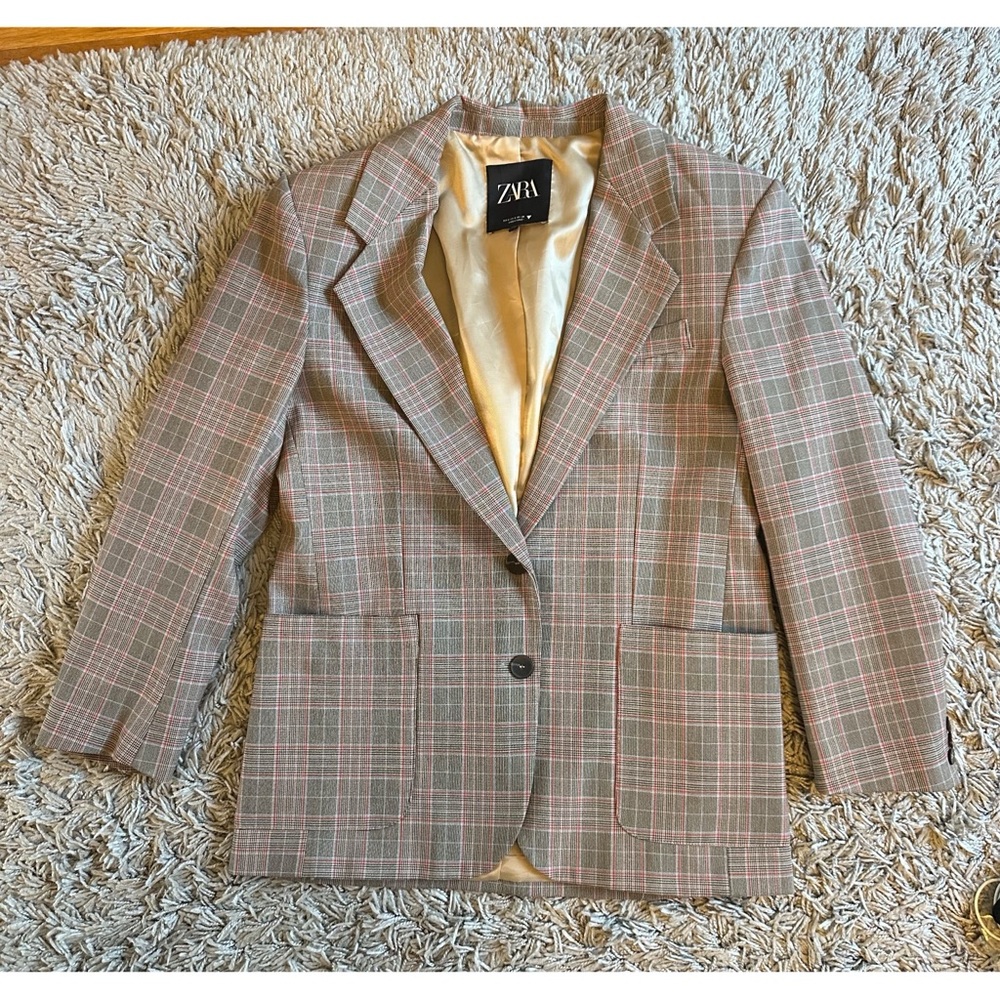 Zara OVERSIZED PLAID BLAZER
